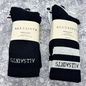 All Saints crew socks 3 pack all black, 3 pack mixed (6 in total)